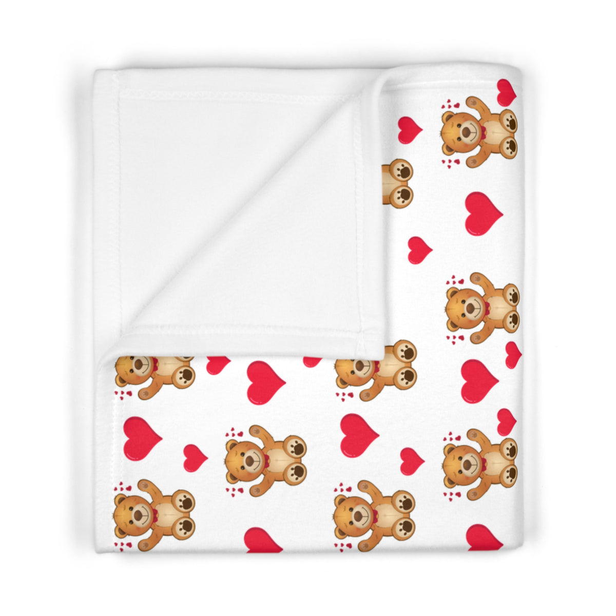 Heart & Teddy Motif Design for Baby Blanket