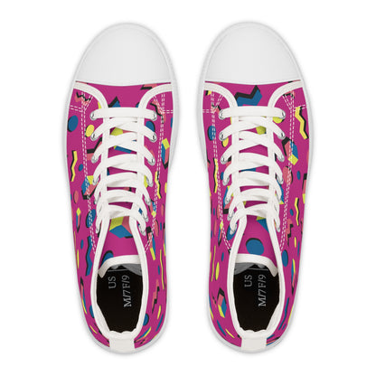 Colorful Women's High Top Sneakers - Trendy Geometric Design