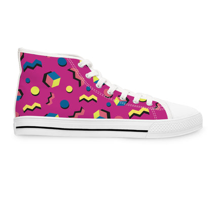 Colorful Women's High Top Sneakers - Trendy Geometric Design