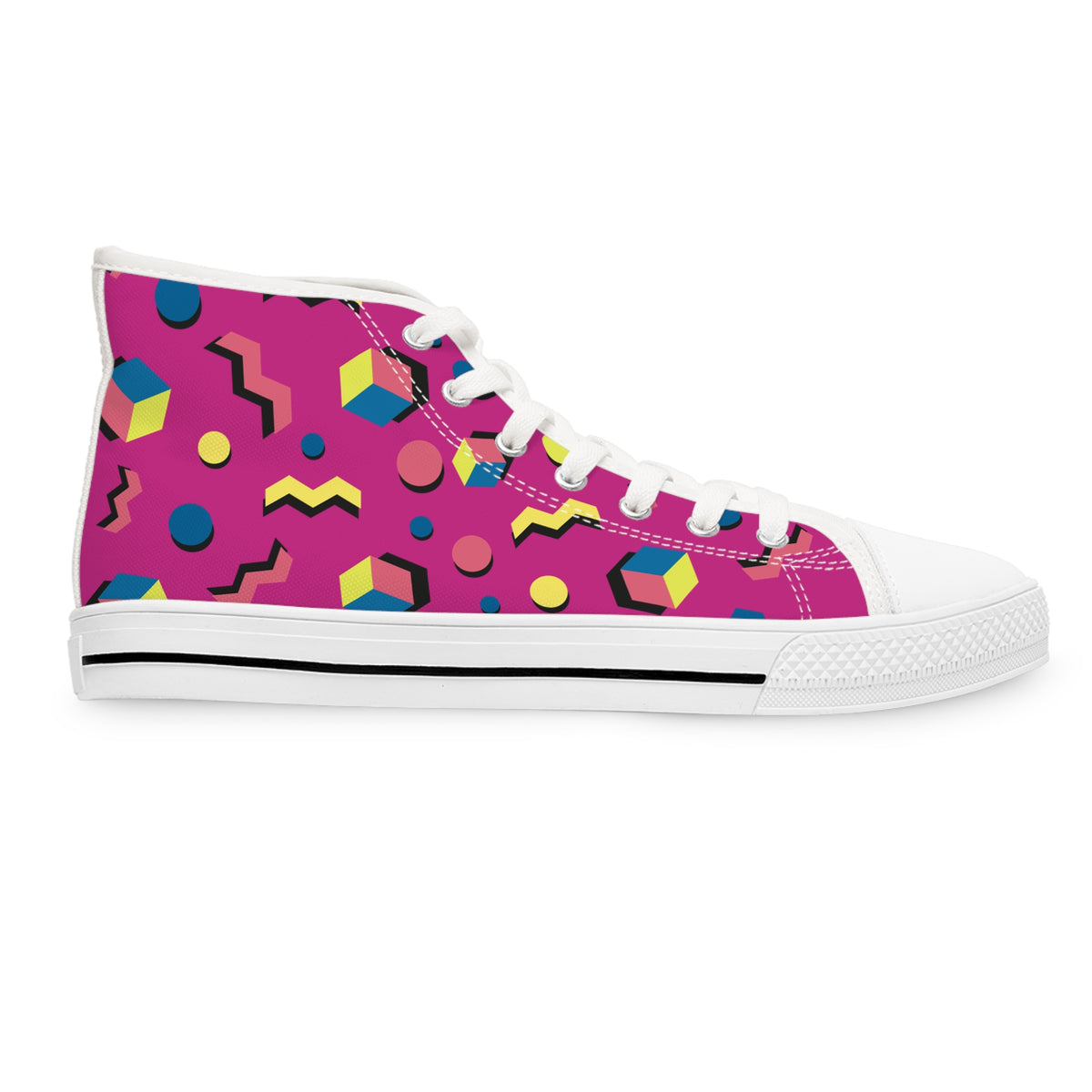 Colorful Women's High Top Sneakers - Trendy Geometric Design
